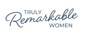 Truly Remarkable Women logo with cursive and uppercase text on a white background