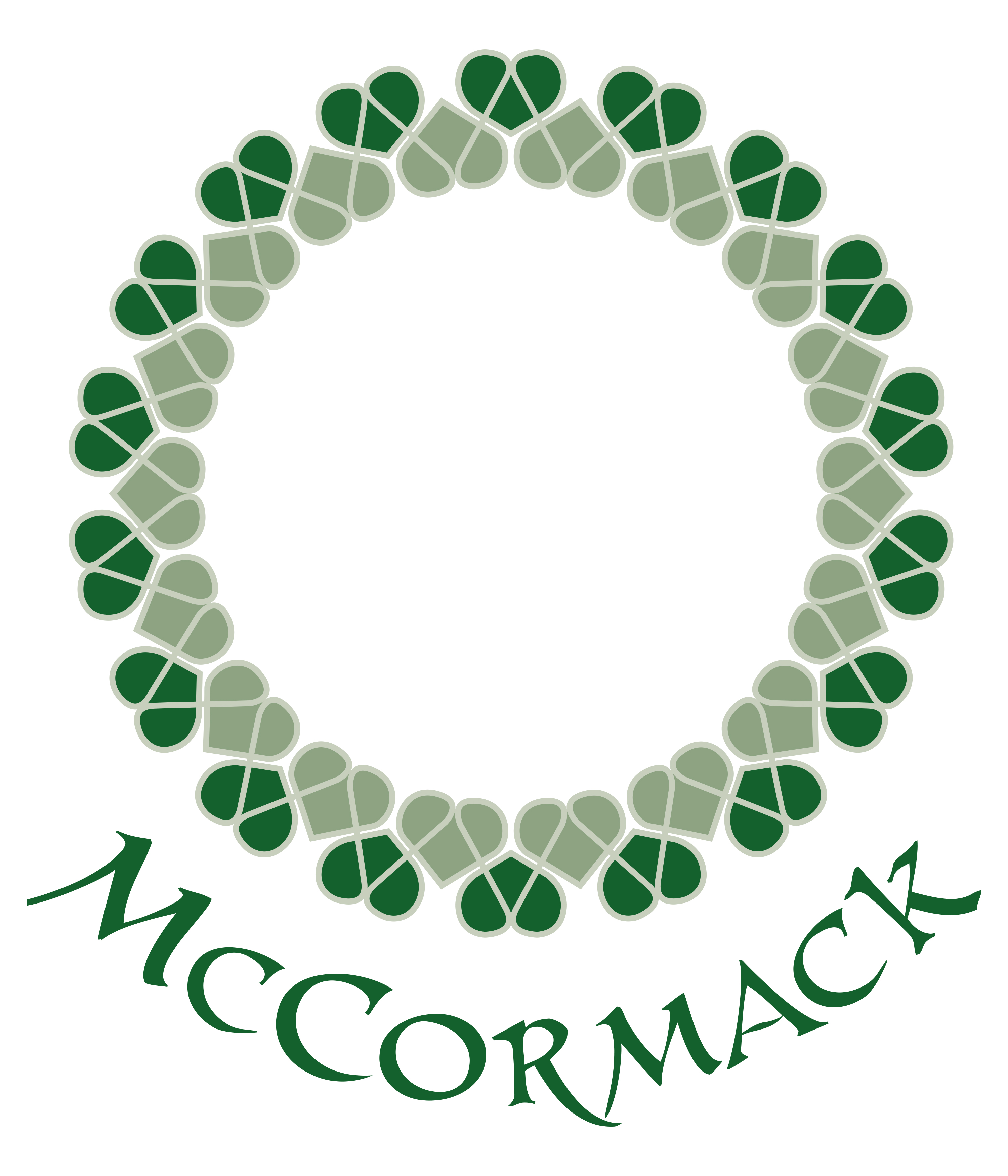 McCormack logo showing a circular pattern of green leaf shapes
